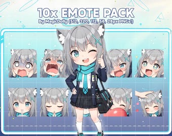 Shiroko Sunaookami Chibi Emotes, Blue Archive Anime Pack (Digital Download)