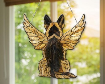 German Shepherd ACRYLIC Suncatcher, Memorial Dog Stained Glass Hanging, Pet Loss Sympathy Gift, German Shepherd Lover Decor