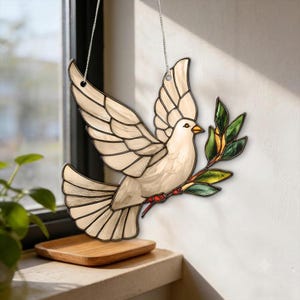 White Dove ACRYLIC Suncatcher, Peace Dove Window Hanging, Bird Sun Catcher Decor, Sympathy Gift, Housewarming Gift, Nature Lover Gift