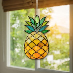 Pineapple Suncatcher ACRYLIC, Tropical Fruit Window Hanging Decor, Kitchen Window Decor, Housewarming Gift for Her