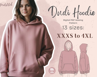 Patrón de costura de sudadera extragrande en PDF: Ropa de estar por casa fácil de coser (XXXS-4XL)
