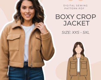 Cropped Boxy Jacket Sewing Pattern for Women (PDF Download)