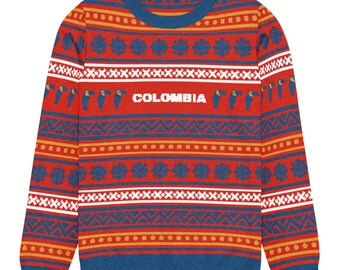 Suéter feo de cuello redondo de punto colombiano