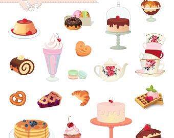 Sweet Treats Clip Art Set of 18: For  Labels, Stickers, Art& Craft - Personal or Commercial Use