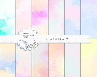 Beautiful Pastel Watercolor - scrapbook wedding invitation texture background DIY 12 pack