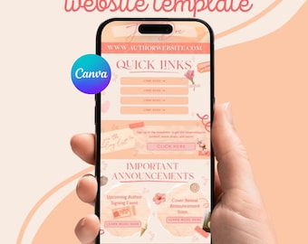 Modelo de link na bio para autor de romance | Canva One Page | Ferramentas para autores independentes (Download instantâneo)