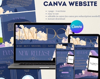 Modelo de site para autor de fantasia | Página inicial para autor independente no Canva (Download instantâneo)