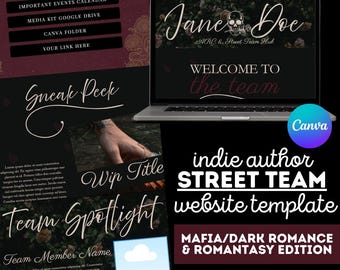 Modelo de site para autor de romance mafioso | Site Canva (Download instantâneo)