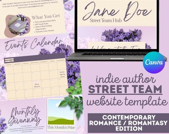 Modelo de site para equipe de autores de romance | Central de leitura floral (Download instantâneo)