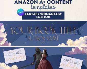 Modelo de conteúdo A+ para autores de livros de fantasia na Amazon | Pacote de conteúdo A+ editável para KDP | Marketing de livros | Modelos do Canva (Download instantâneo)
