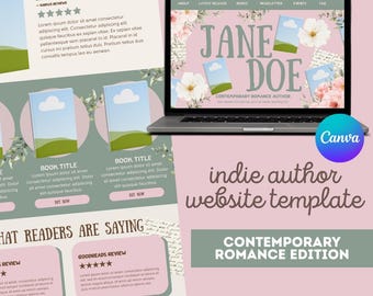 Modelo de site para autor(a) de romance contemporâneo | Página inicial para autor(a) independente no Canva (Download instantâneo)