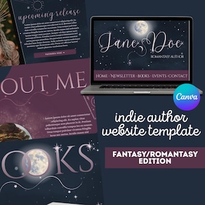 Celestial Romance Author Website Template | Canva Indie Author Landing Page (Instant Download)