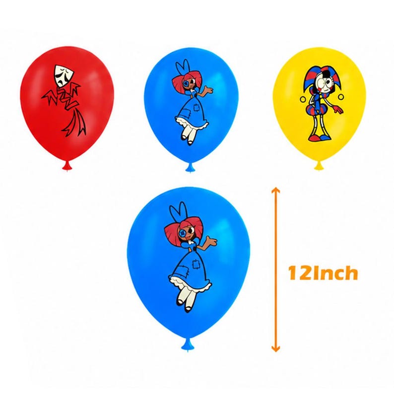 Digital Circus Birthday Party Decorations,Balloons, Cupcake Toppers Set,Pomni&Jack Themed Banner Kids Birthday Party Supplies Balloon 18pcs