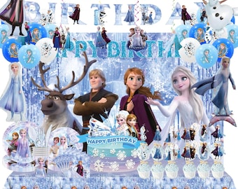 188 Pcs Frozen Birthday Party Supplies,Frozen Princess Birthday Decorations Tableware Balloon Set