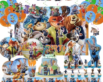 191 PCS Zootopia Full Birthday Party Set Decoration Set Party Supplies for Fans.