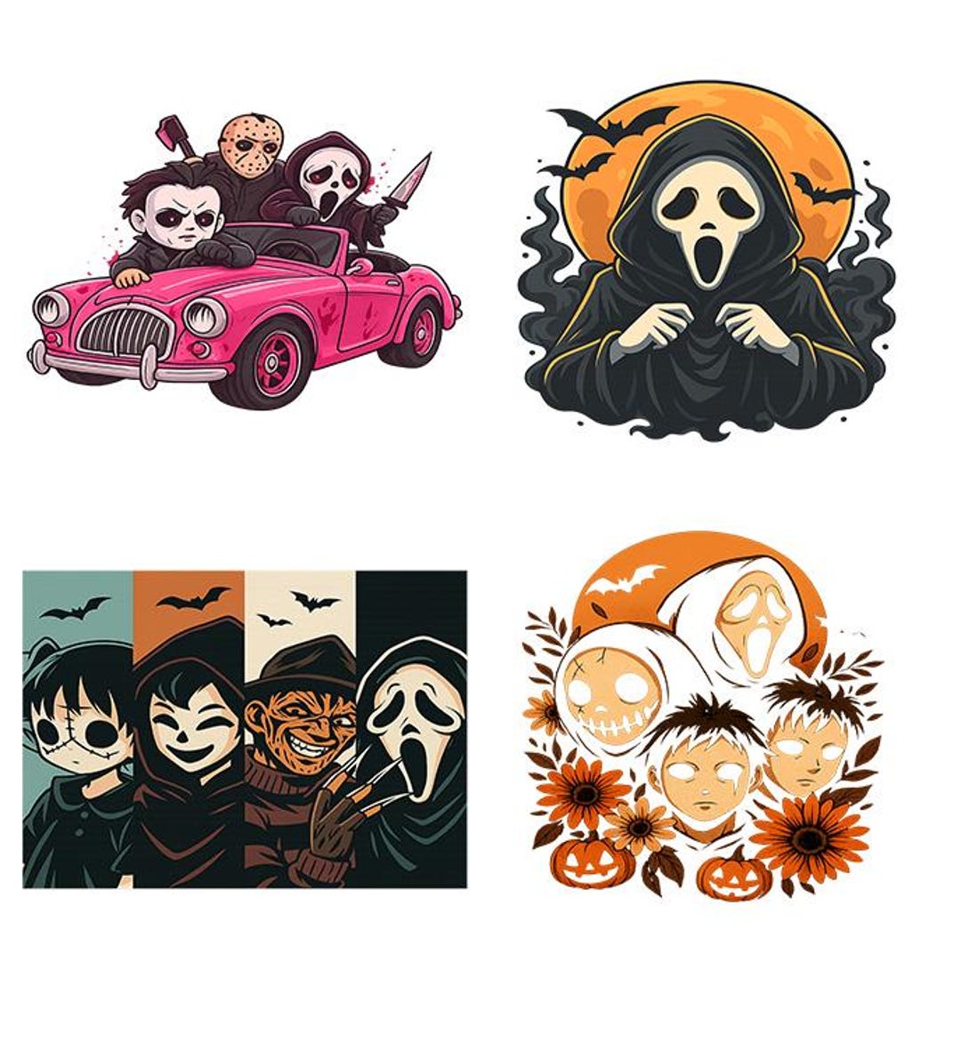 Halloween Horror Car PNG, Spooky Characters Driving Clipart, Scary ...