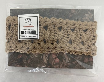 Women’s crochet headband . Handmade stretchy fan and braid patterned headband. Unique, handmade, comfy !!!