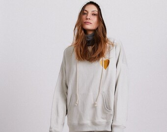 Bohemian Heart embroidered Pullover Hoodie ,Grey.