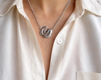 Minimalist Sterling Silver Spiral Necklace – Organic Abstract Pendant, Handmade Style Chain, Modern Everyday Jewelry