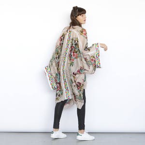 Big kimono floral print Kimono, embroidery panel Kimono , Boho Floral Kimono Top , Floral Tunic image 4