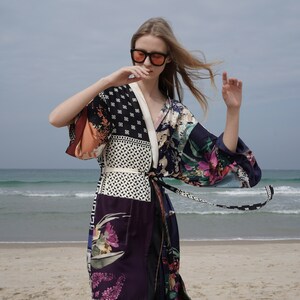 Mixed Print silk kimono