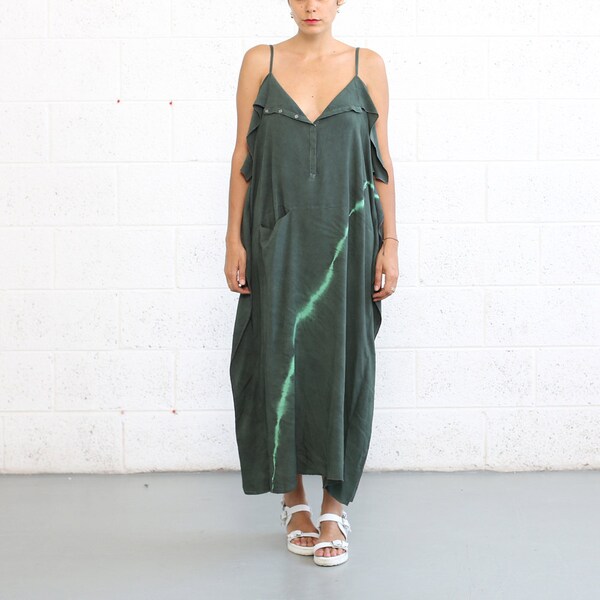 Summer Sale,Tie-Dye Kaftan Dress, Green.