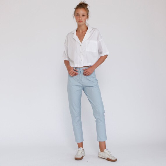 light blue checkered pants