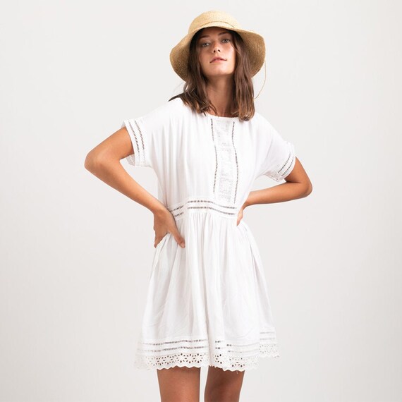 white midi eyelet dress