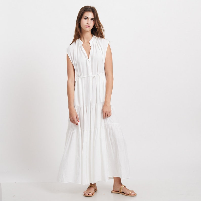 Lightweight Summer White Maxi Dress zdjęcie 10