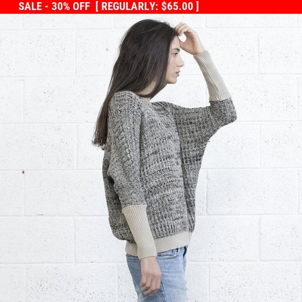 Oversized Multi color sweater -Ivory Black