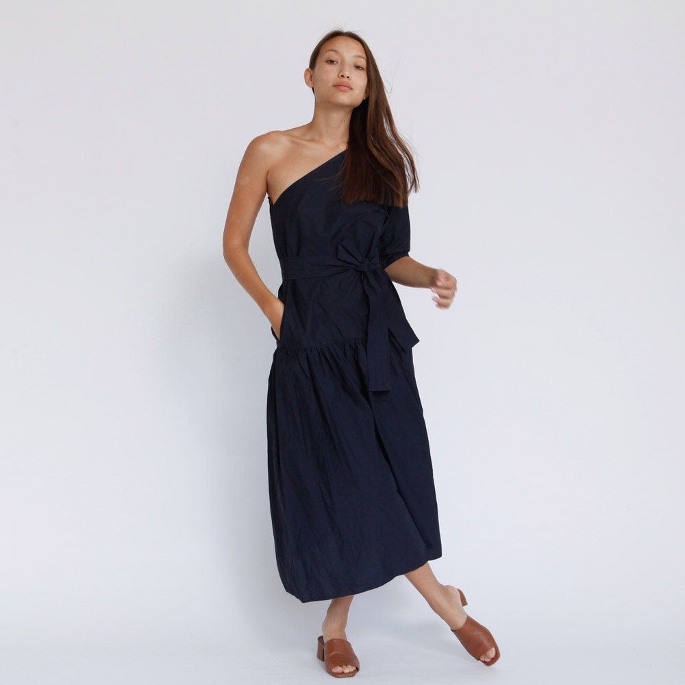 Navy One Shoulder Dresses