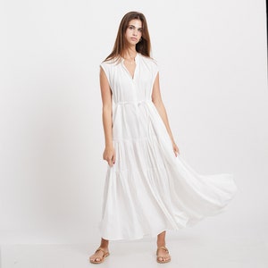 Lightweight Summer White Maxi Dress zdjęcie 3