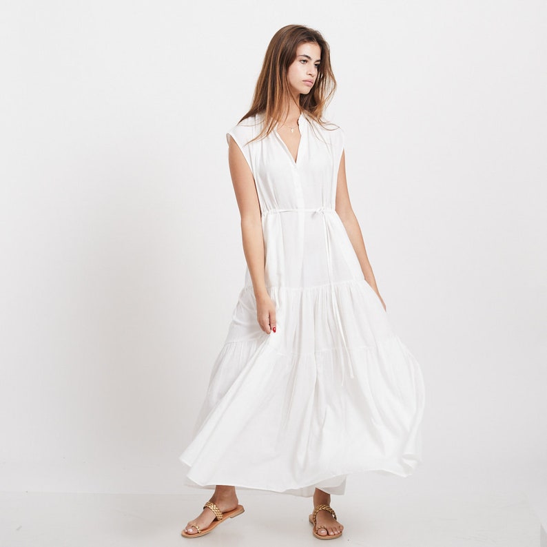 Lightweight Summer White Maxi Dress zdjęcie 5