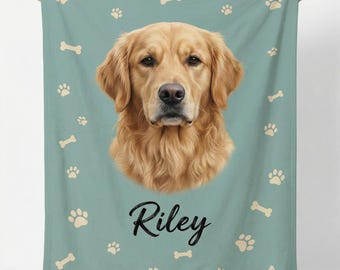 Custom Pet Memorial Blanket, Personalized Dog Photo Blanket, Flannel Pet Loss Gift, Personalized Pet Name Blanket, Gift for Pet Lovers
