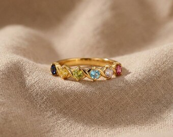 Personalized Minimalist Ring ,925 Sterling Silver Birthstone Ring, Custom Birthstone Jewelry, Valentine’s Day Gift for Her
