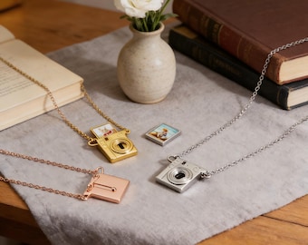 Custom Photo Camera Locket Necklace - Personalized Keepsake Pendant