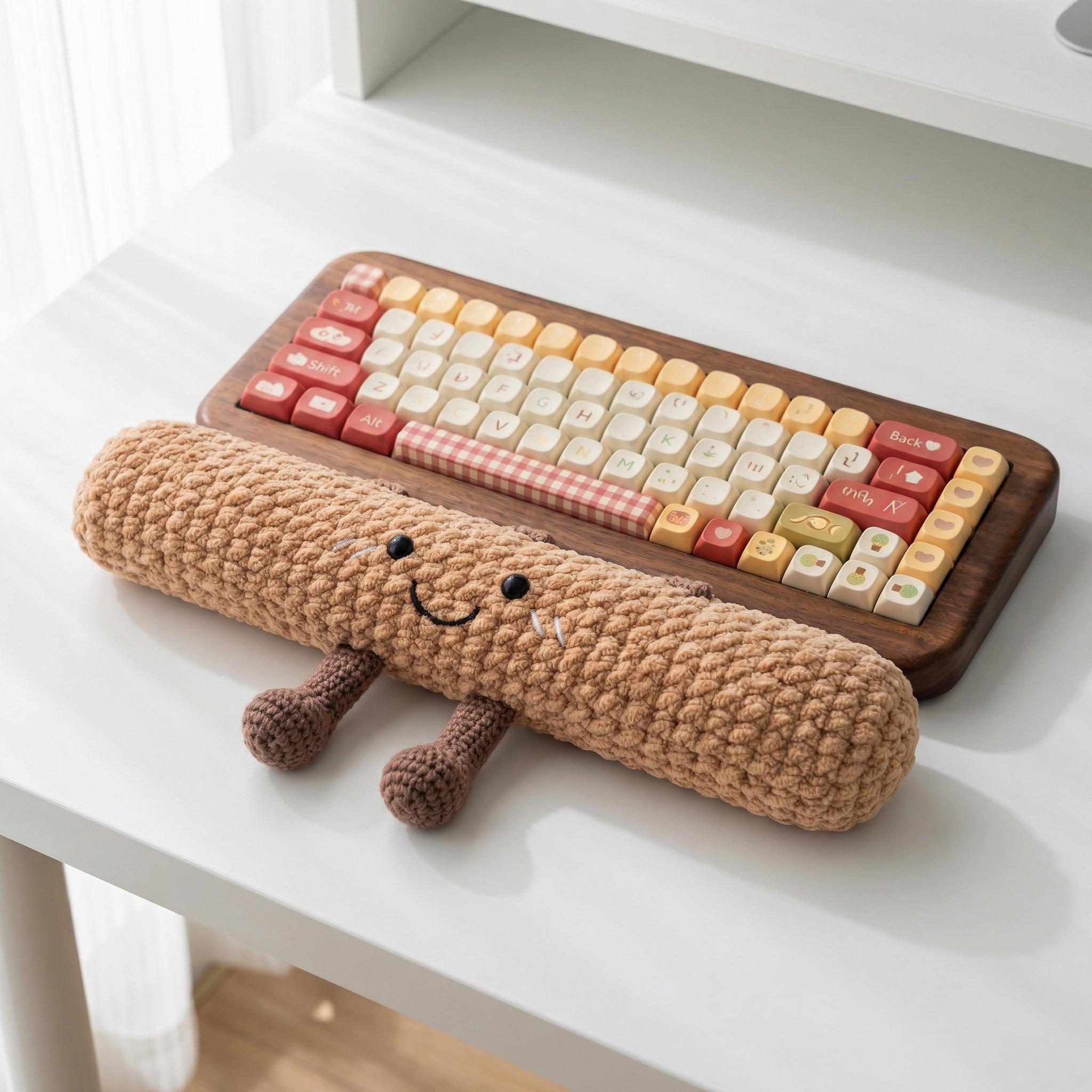 Hand-crocheted Keyboard Wrist Rest, Polyester Fiber Support, 35cm Desk ...