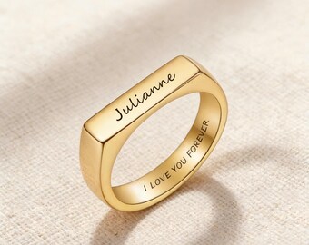 Engraved Name Ring – Personalized Stainless Steel Band, Promise Ring
