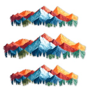 Mountain Range and Forest Vinyl Decal, Outdoor Landscape Sticker - Multiple Sizes Available