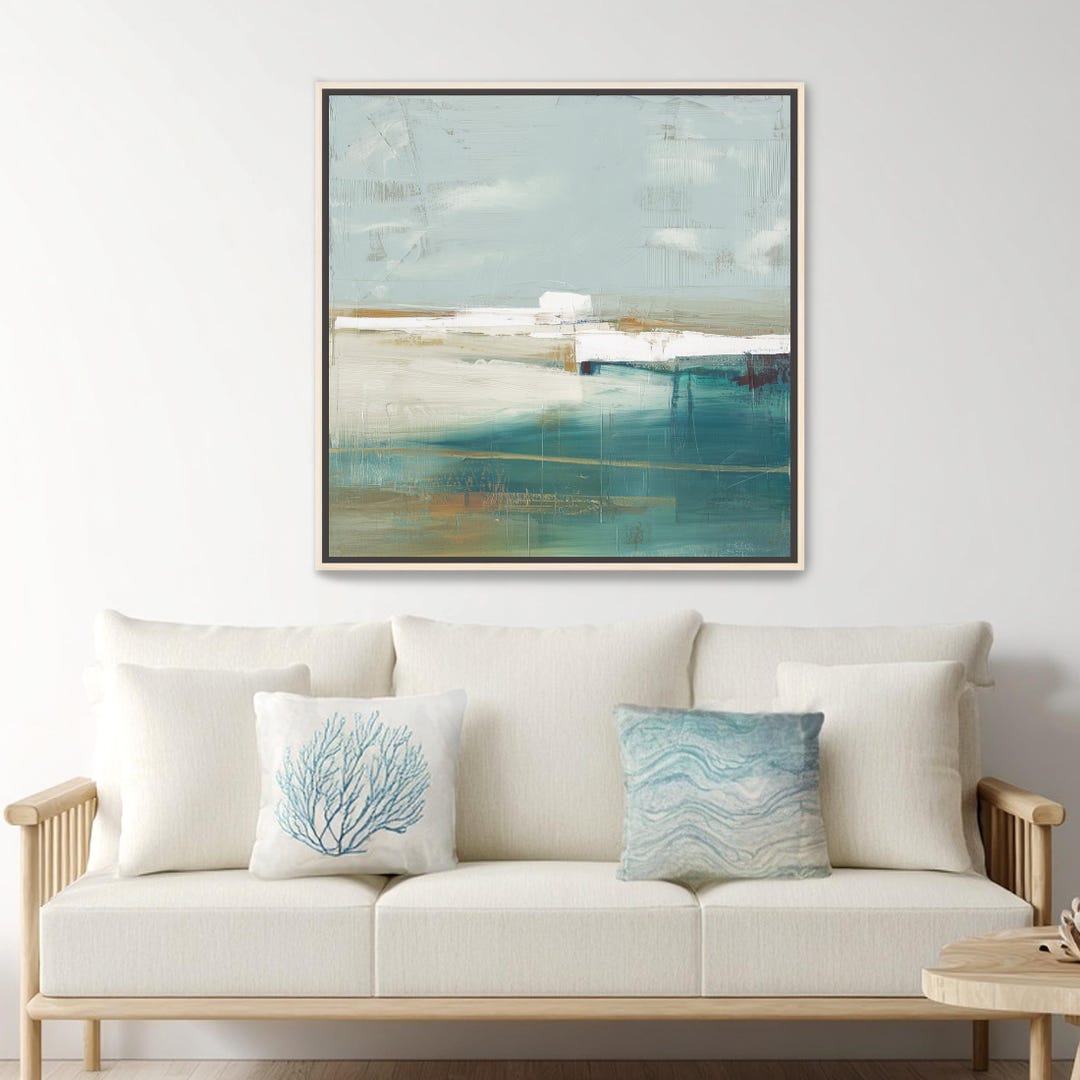Serene Coastal Wall Art – Abstract Coastline Print, Modern Ocean ...