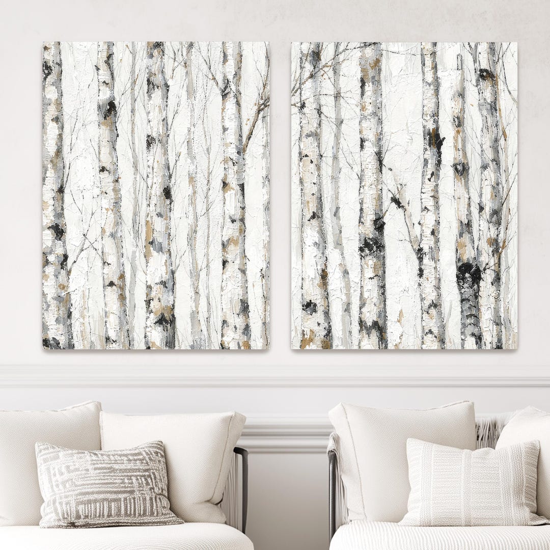 Aspen Tree Wall Art Set of 2, Large Forest Landscape Canvas Prints ...