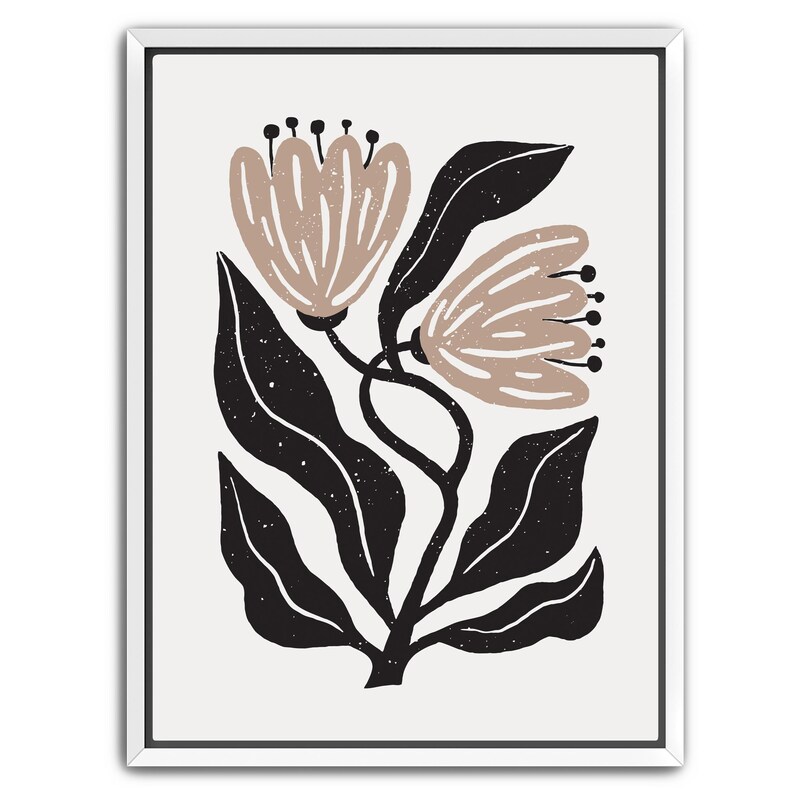 Boho Botanical Wall Art Set of 2 – Modern Folk Floral Prints, Neutral ...