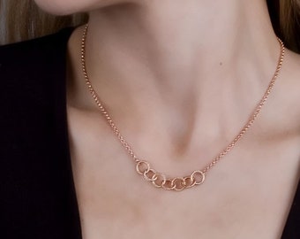 Rose Gold Chain, Rose Gold Necklace, Links Chain, Circles Necklace, Red Gold Jewelry, Rose Gold Chain, Casual Necklace, Basic Chain,Infinity