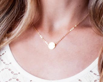 Personalized Sterling Silver Disc Necklace: Custom Initial Charm