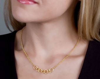 Gold Circle Necklace: Dainty Layered Boho Necklace