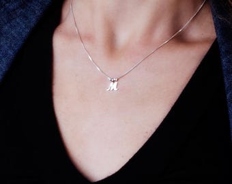 Sterling Silver Initial Necklace: Personalized Letter Pendant