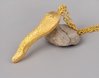 Gold Stardust Chili Pepper Necklace: Food Charm Pendant