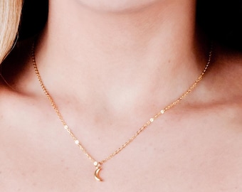 Tiny Gold Moon Necklace: Minimalist Crescent Charm