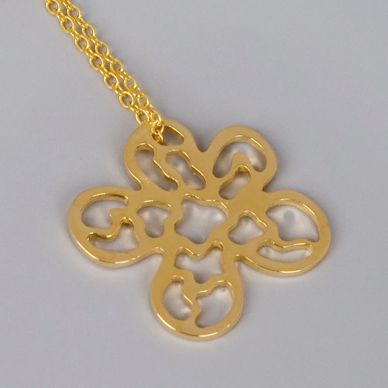 Gold Flower Necklace, Filigree Jewelry, Gold Necklace, Lace Flower Pendent, Bridesmaid Necklace, Gold Bridal Jewelry, Everyday Necklace image 2