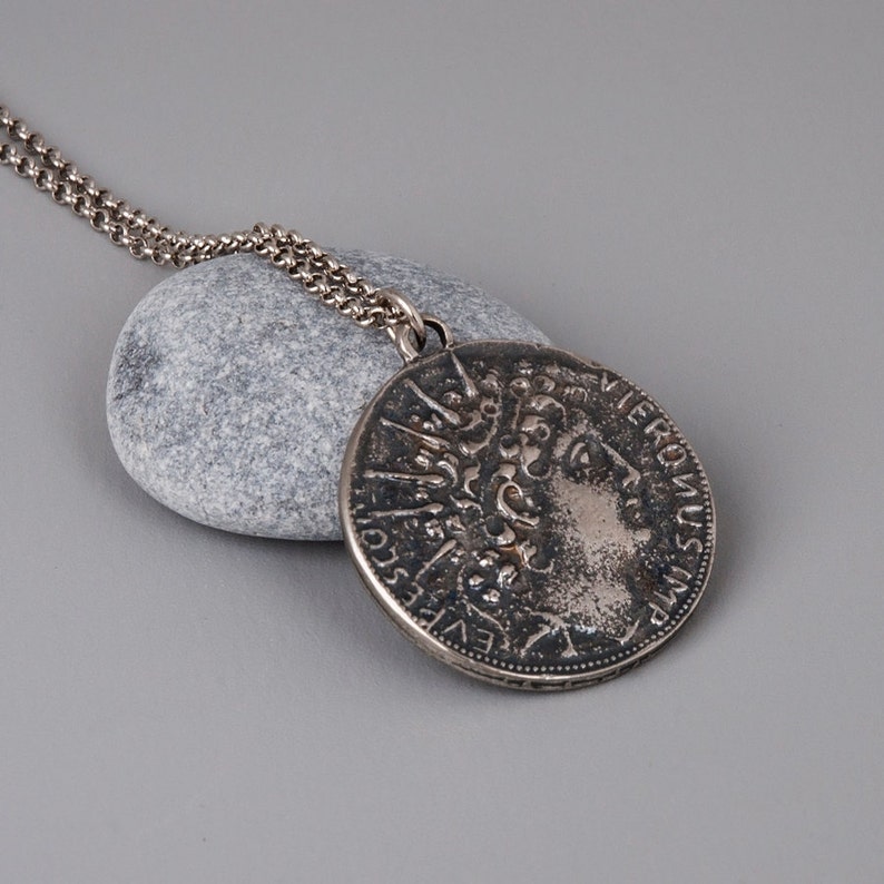 Rose Gold Coin Necklace Ancient Coin Replica Necklace Red Etsy